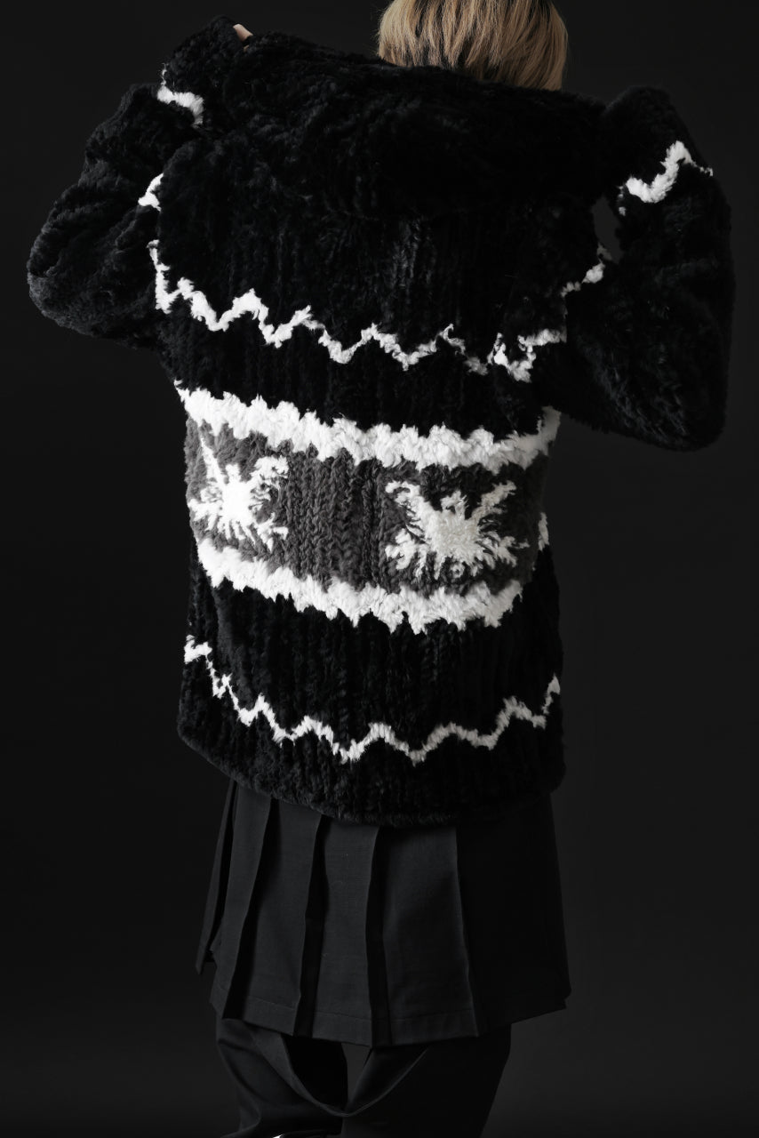 画像をギャラリービューアに読み込む, ISAMU KATAYAMA BACKLASH KNIT HOODIE BLOUSON / RABBIT FUR (BLACK)