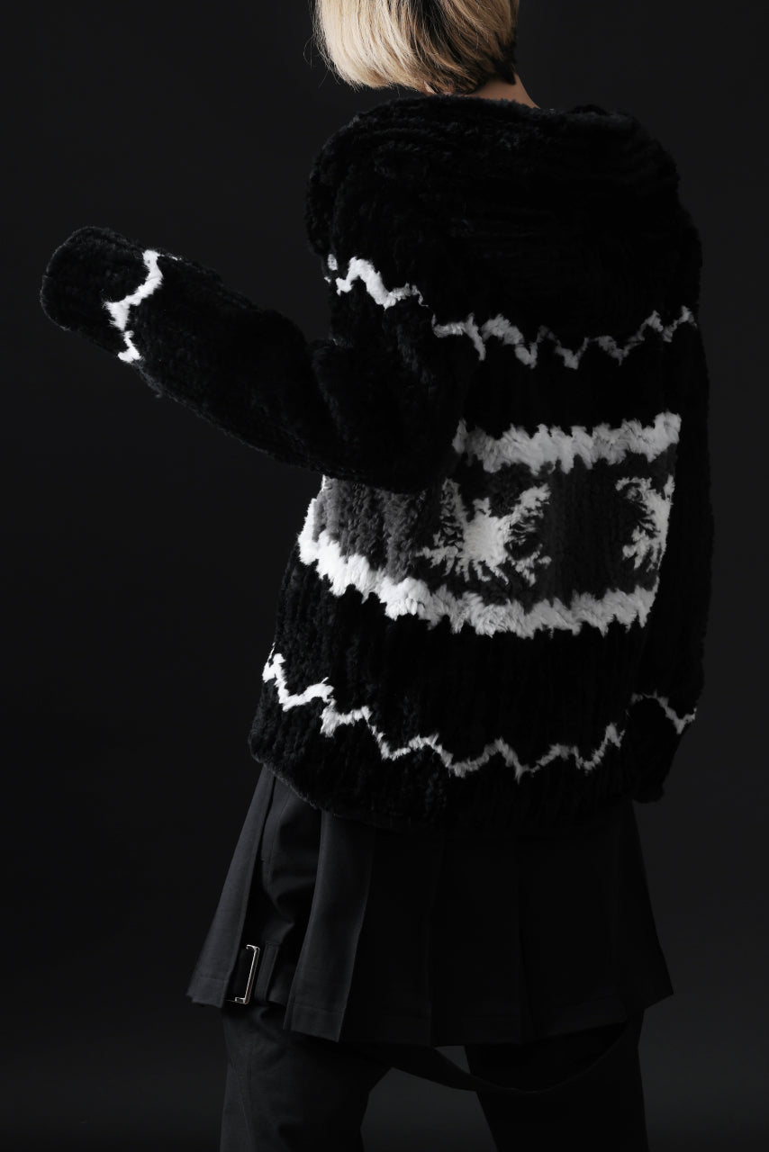 画像をギャラリービューアに読み込む, ISAMU KATAYAMA BACKLASH KNIT HOODIE BLOUSON / RABBIT FUR (BLACK)