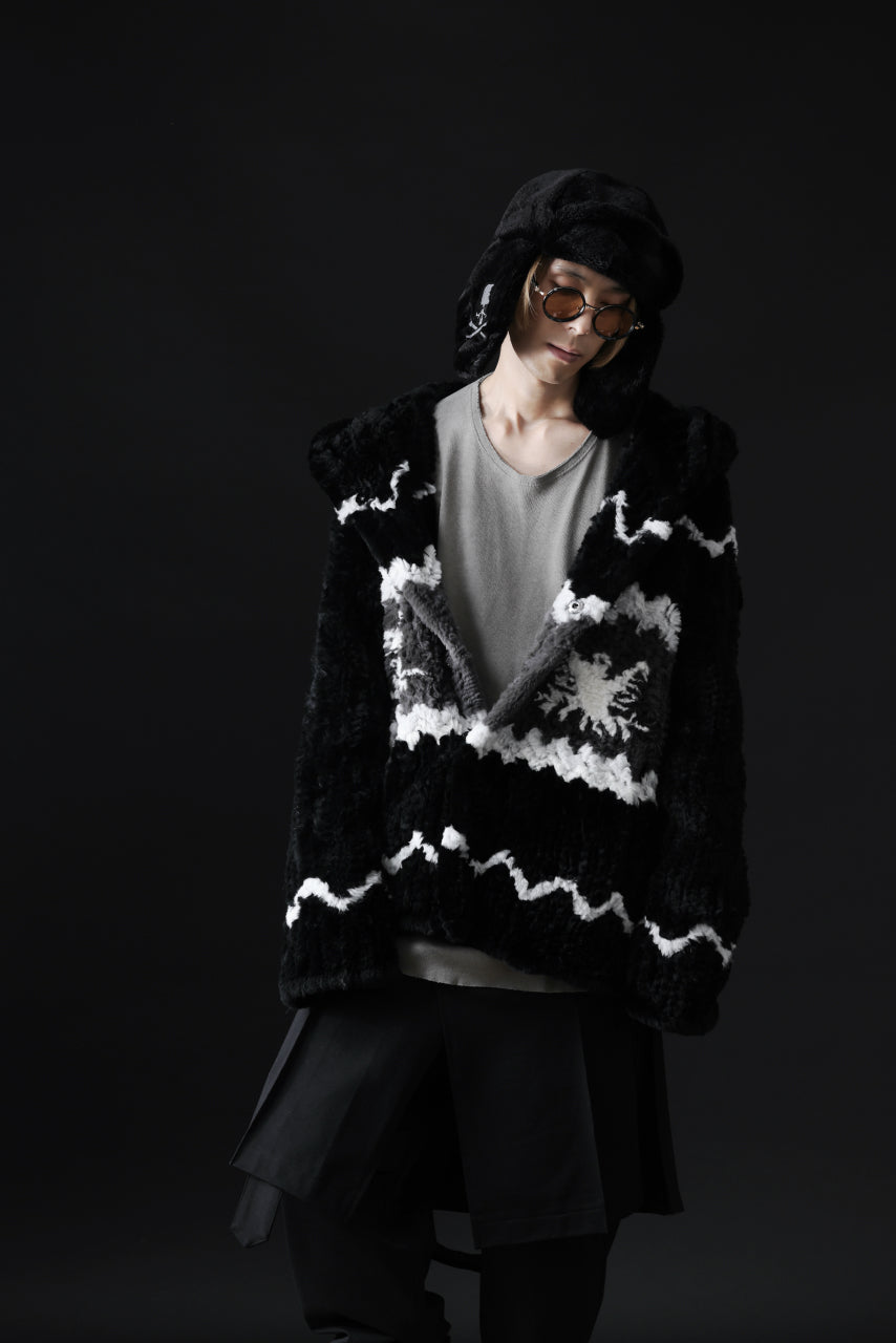 画像をギャラリービューアに読み込む, ISAMU KATAYAMA BACKLASH KNIT HOODIE BLOUSON / RABBIT FUR (BLACK)