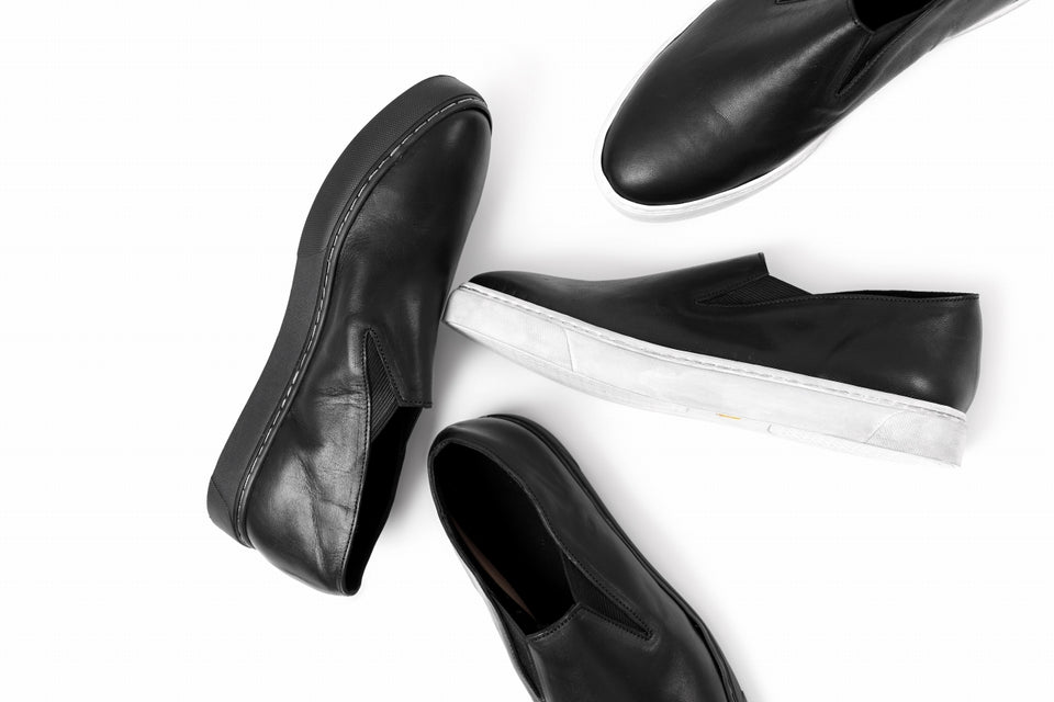 画像をギャラリービューアに読み込む, Portaille LOW SLIP SHOES / WAXED HORSE (BLACK x BLACK)