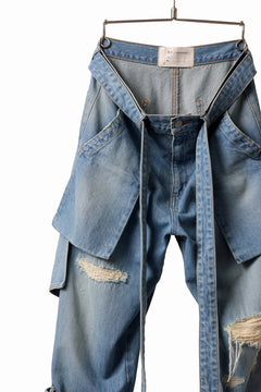 画像をギャラリービューアに読み込む, N/07 SEDITIOUS BONDAGE TROUSERS / CRUSHED BLEACH DENIM (INDIGO)