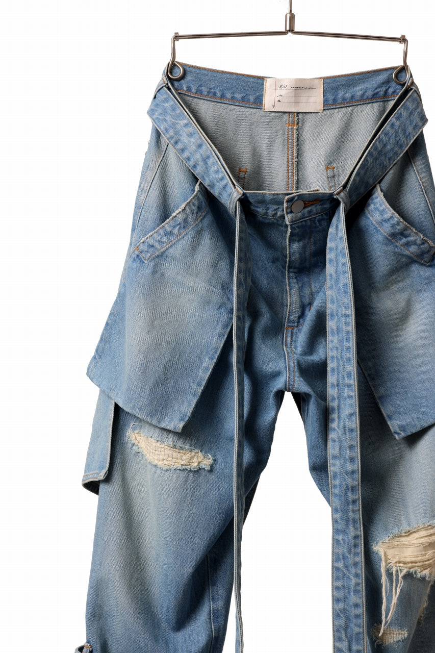 画像をギャラリービューアに読み込む, N/07 SEDITIOUS BONDAGE TROUSERS / CRUSHED BLEACH DENIM (INDIGO)