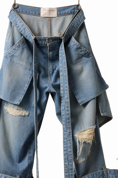 画像をギャラリービューアに読み込む, N/07 SEDITIOUS BONDAGE TROUSERS / CRUSHED BLEACH DENIM (INDIGO)