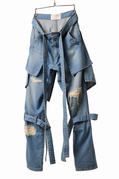 画像をギャラリービューアに読み込む, N/07 SEDITIOUS BONDAGE TROUSERS / CRUSHED BLEACH DENIM (INDIGO)