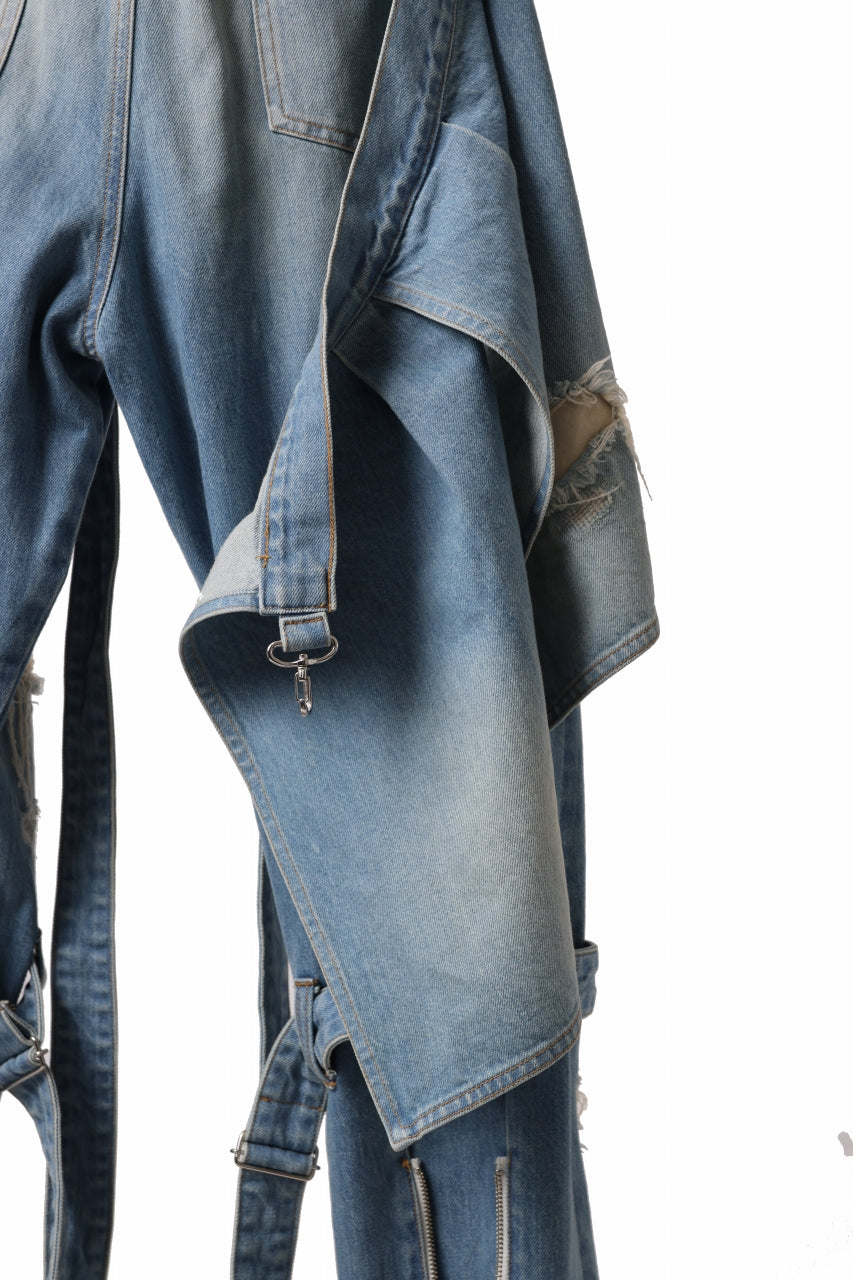 画像をギャラリービューアに読み込む, N/07 SEDITIOUS BONDAGE TROUSERS / CRUSHED BLEACH DENIM (INDIGO)