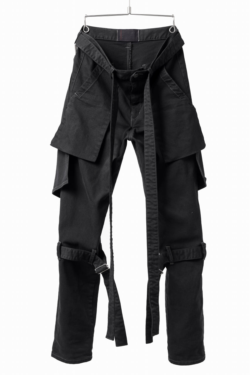 画像をギャラリービューアに読み込む, N/07 SEDITIOUS BONDAGE TROUSERS / BLEACHED BLACK DENIM (BLACK OVER DYED)