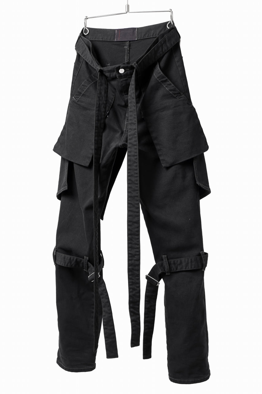 画像をギャラリービューアに読み込む, N/07 SEDITIOUS BONDAGE TROUSERS / BLEACHED BLACK DENIM (BLACK OVER DYED)