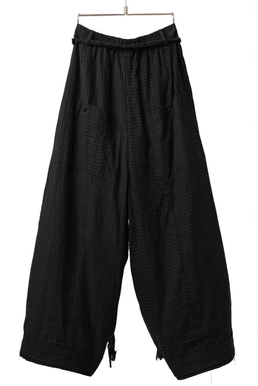 画像をギャラリービューアに読み込む, Aleksandr Manamis Wide Pant with Rope Code / CHECK & STRIPE (BLACK)