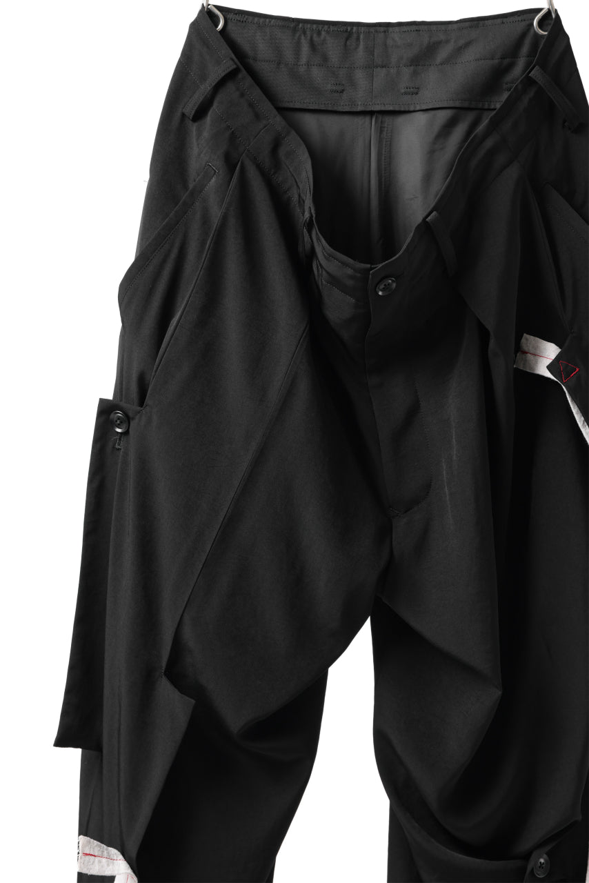 Load image into Gallery viewer, Y's BANG ON! No.125 ANCIENT TRIBE TAPE-STITCH FLUTTER PANTS (BLACK)