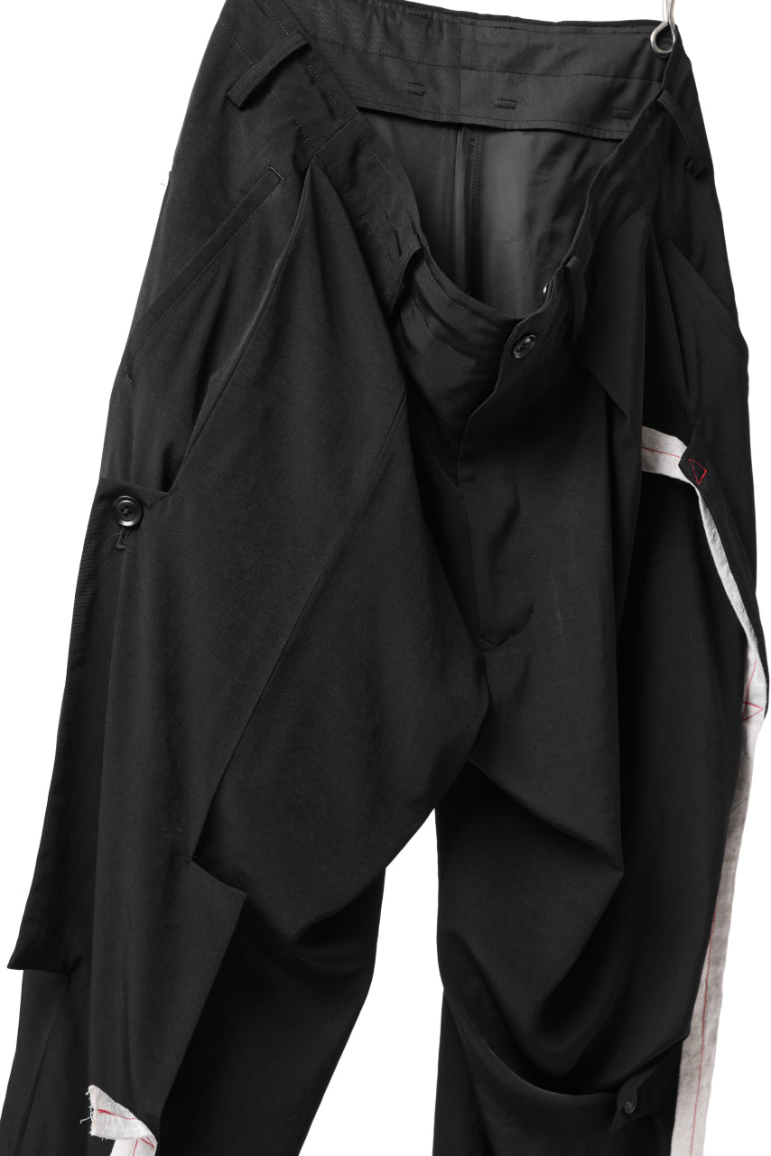 Load image into Gallery viewer, Y's BANG ON! No.125 ANCIENT TRIBE TAPE-STITCH FLUTTER PANTS (BLACK)