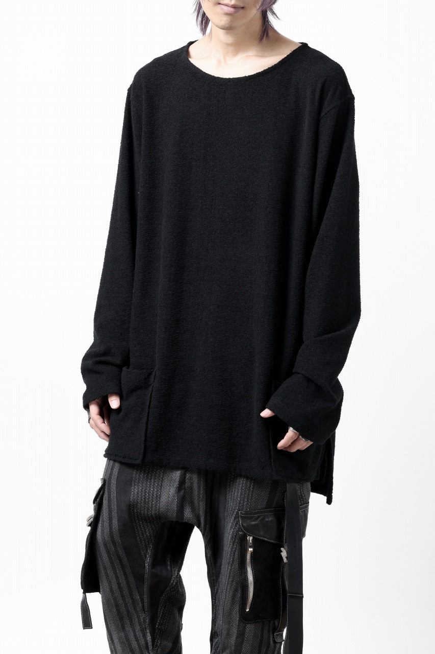 画像をギャラリービューアに読み込む, ISAMU KATAYAMA BACKLASH RANDOM PILE FABRIC L/S RELAXY TOPS (BLACK)