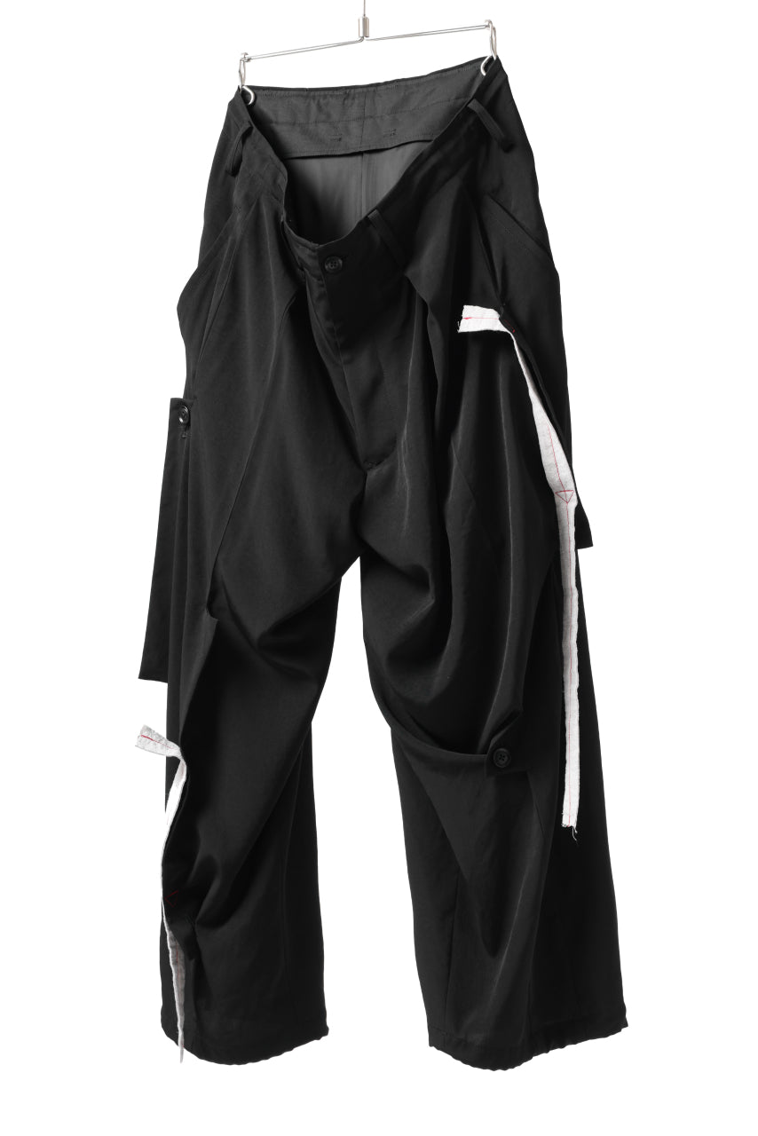 Load image into Gallery viewer, Y's BANG ON! No.125 ANCIENT TRIBE TAPE-STITCH FLUTTER PANTS (BLACK)