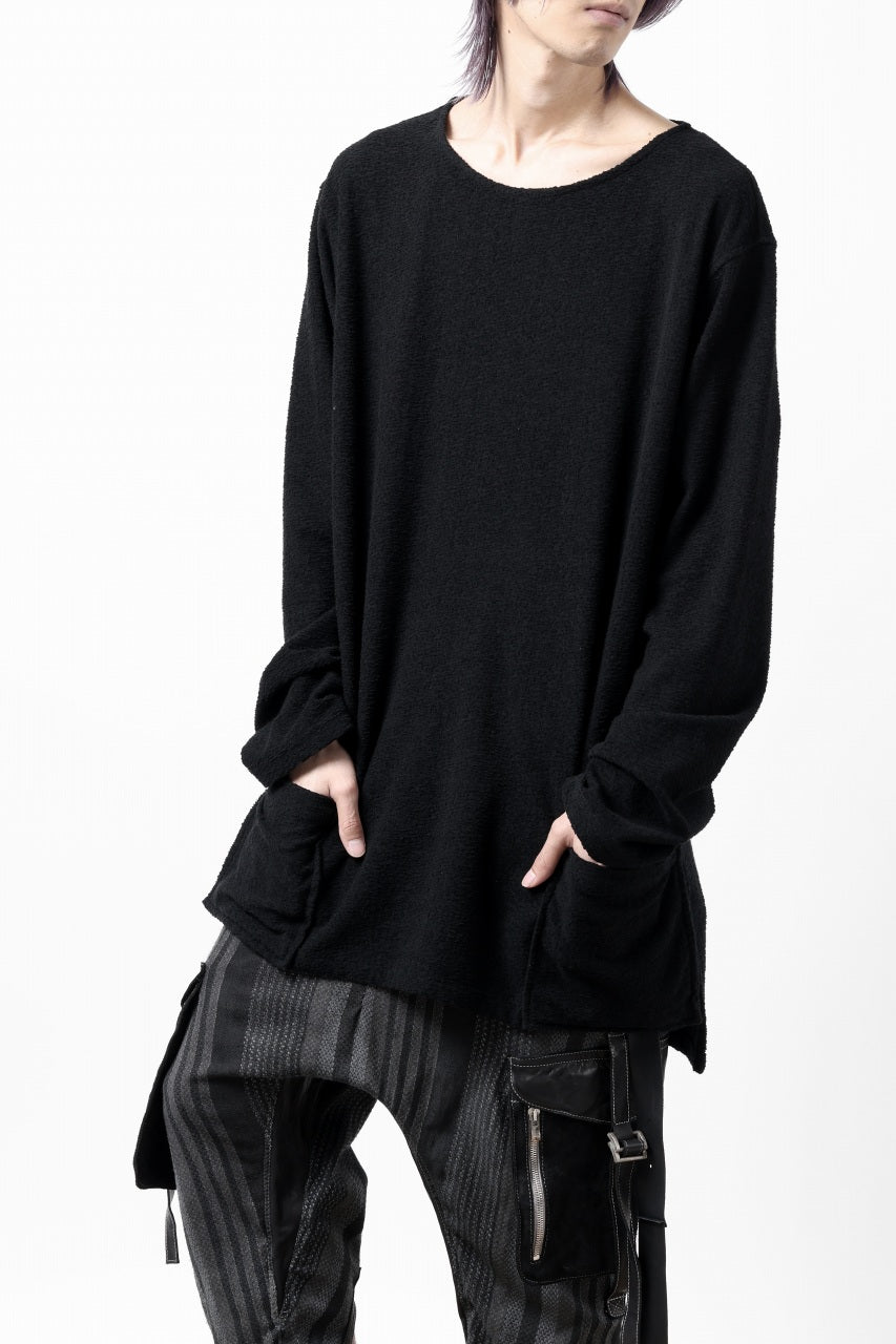 画像をギャラリービューアに読み込む, ISAMU KATAYAMA BACKLASH RANDOM PILE FABRIC L/S RELAXY TOPS (BLACK)