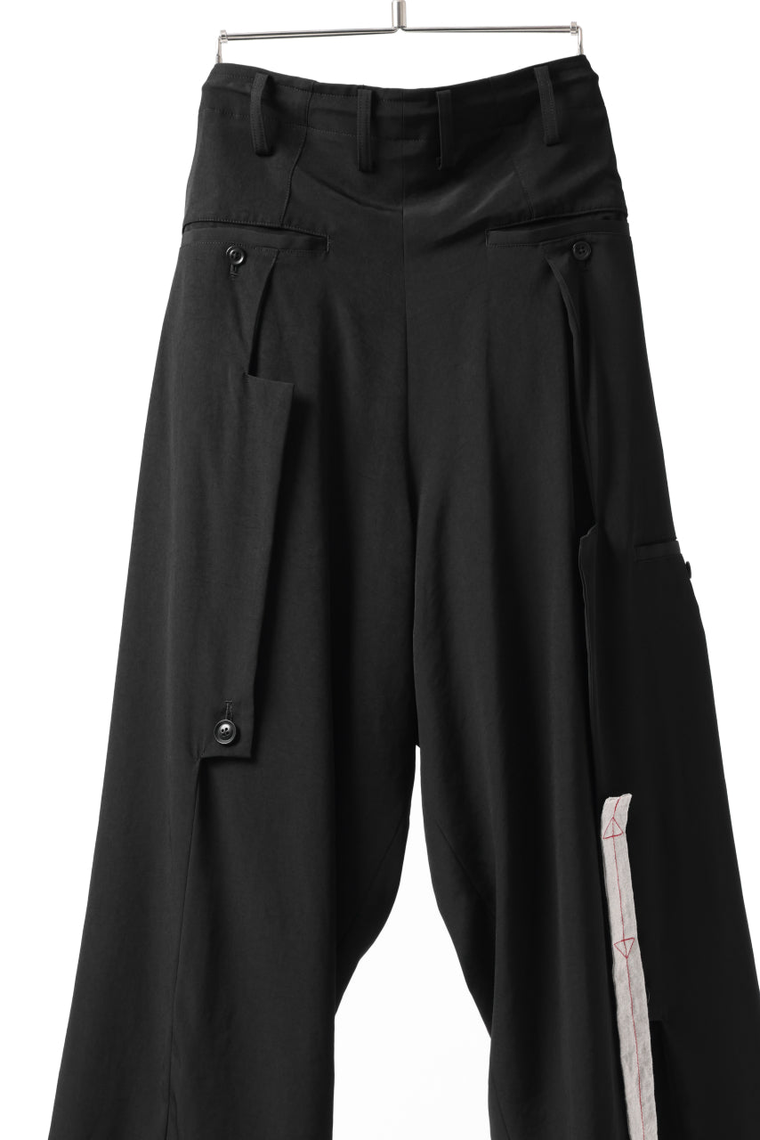 Load image into Gallery viewer, Y's BANG ON! No.125 ANCIENT TRIBE TAPE-STITCH FLUTTER PANTS (BLACK)