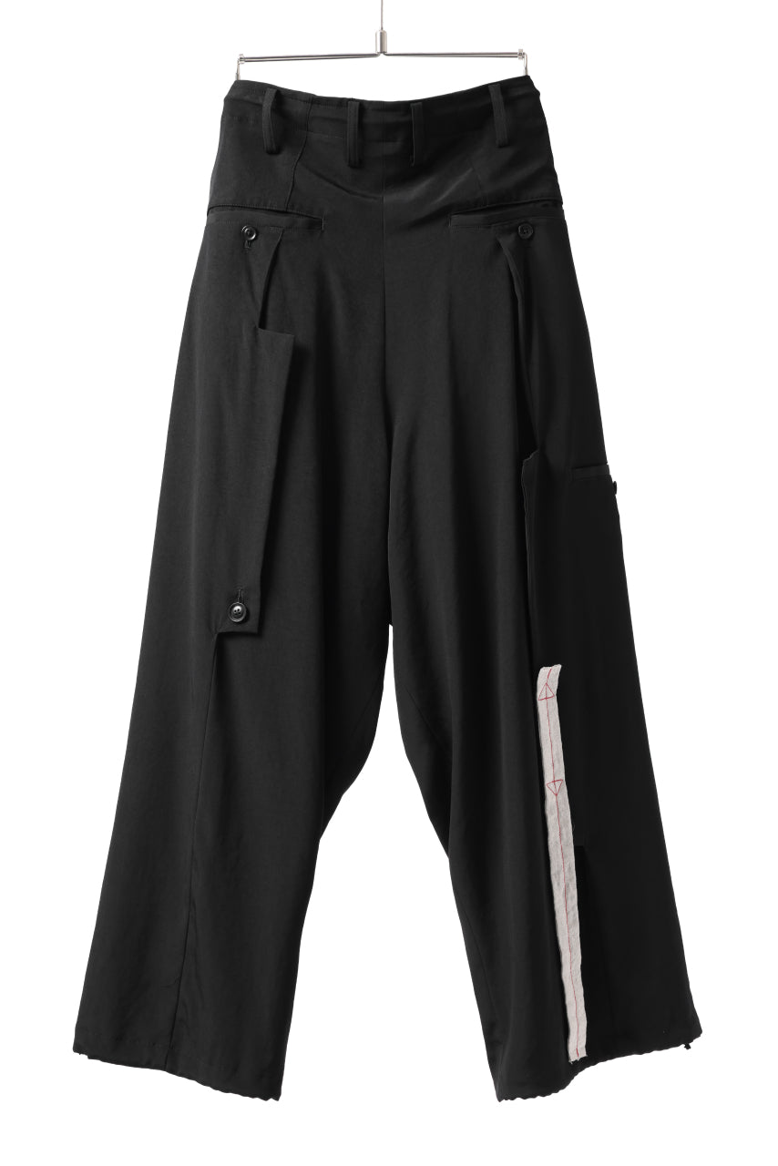 Load image into Gallery viewer, Y's BANG ON! No.125 ANCIENT TRIBE TAPE-STITCH FLUTTER PANTS (BLACK)