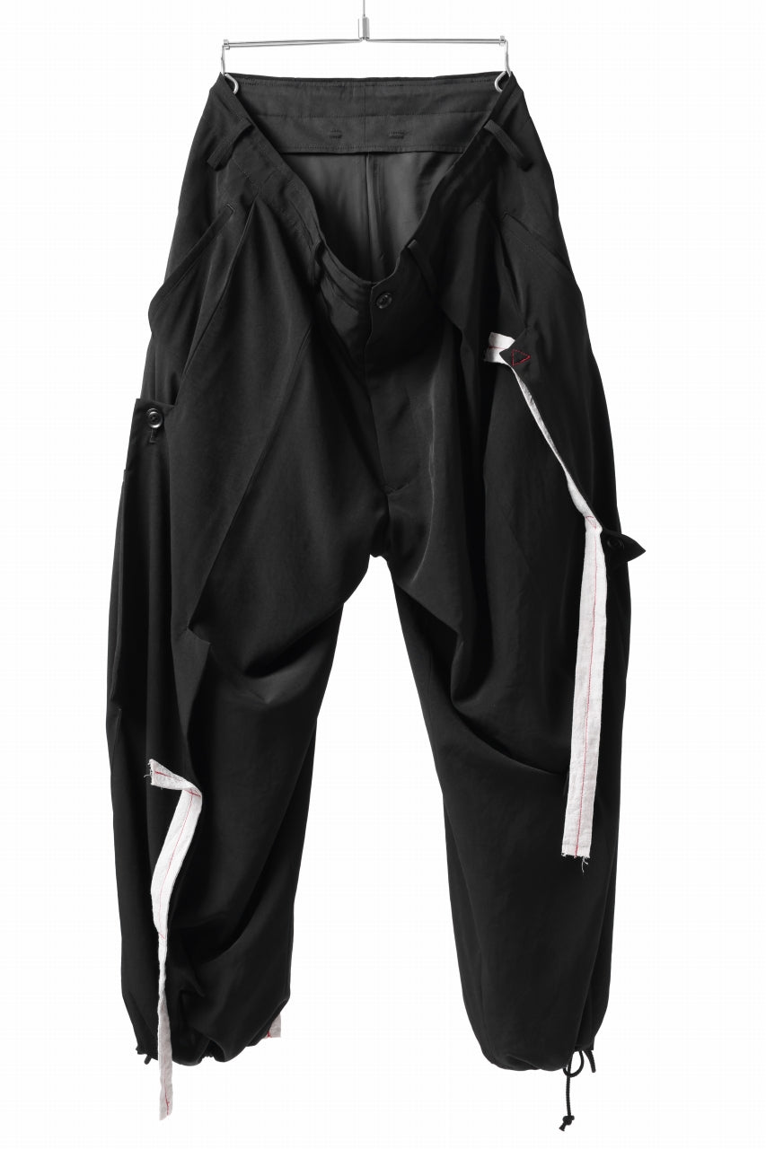 Load image into Gallery viewer, Y's BANG ON! No.125 ANCIENT TRIBE TAPE-STITCH FLUTTER PANTS (BLACK)