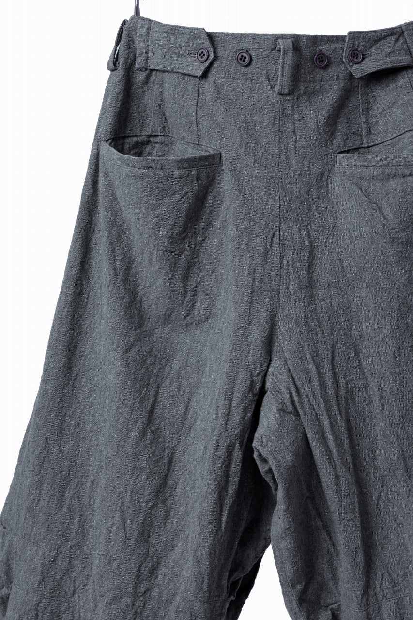 YUTA MATSUOKA tuck darts pants / washed chambray (dark gray)