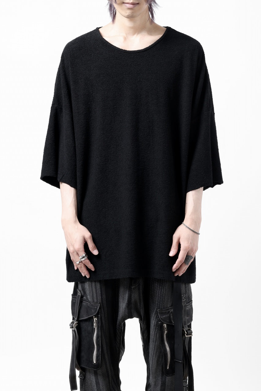 Load image into Gallery viewer, ISAMU KATAYAMA BACKLASH RANDOM PILE FABRIC SHORT SLEEVE CUT & SEWN (BLACK)