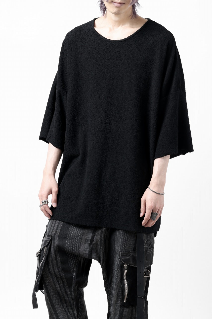 Load image into Gallery viewer, ISAMU KATAYAMA BACKLASH RANDOM PILE FABRIC SHORT SLEEVE CUT & SEWN (BLACK)