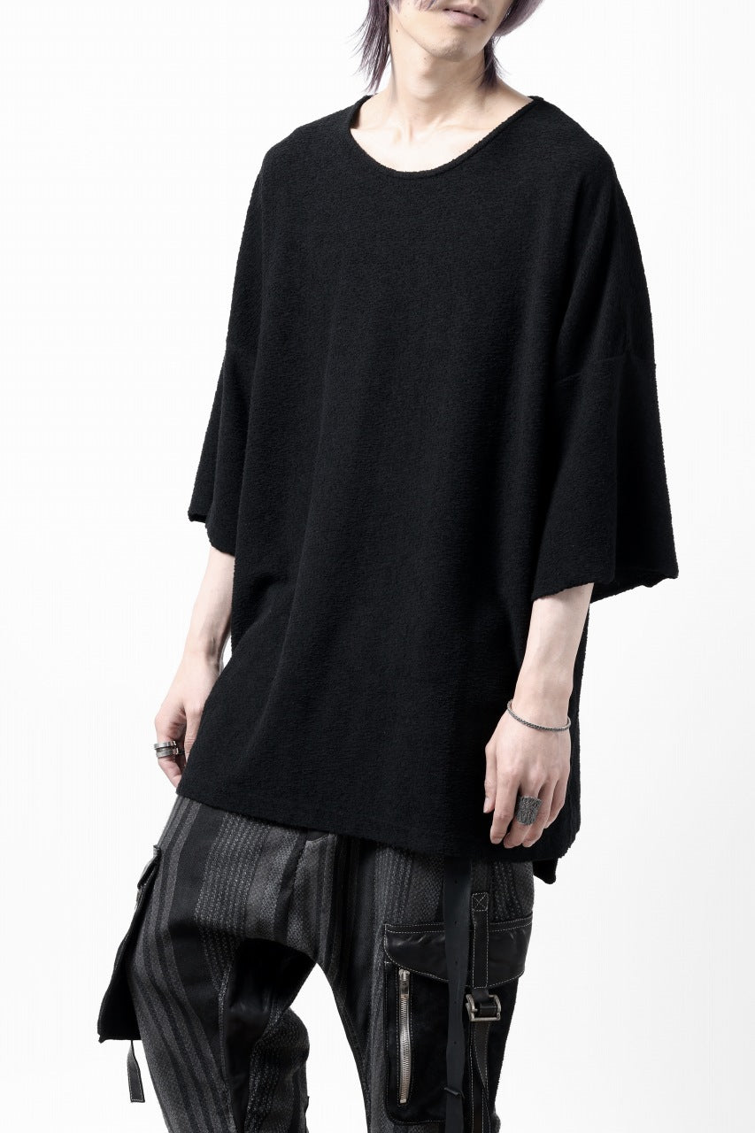 Load image into Gallery viewer, ISAMU KATAYAMA BACKLASH RANDOM PILE FABRIC SHORT SLEEVE CUT & SEWN (BLACK)
