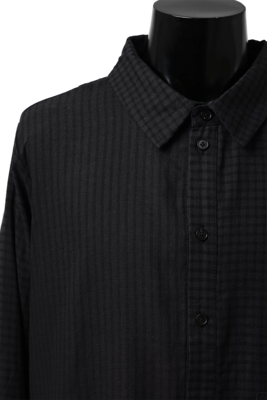 画像をギャラリービューアに読み込む, Aleksandr Manamis Tuck-Up Sleeve Shirt / CHECK & STRIPE (BLACK)
