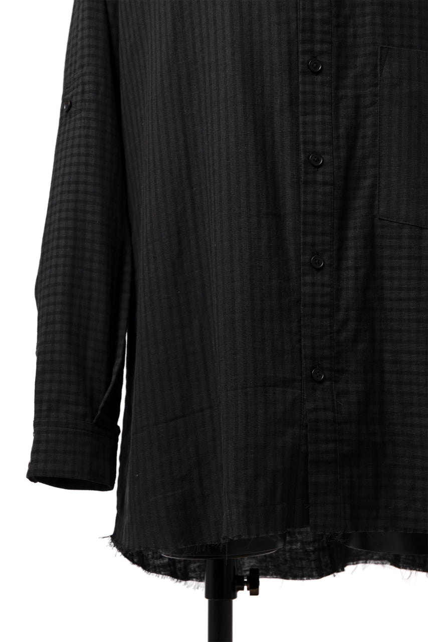 画像をギャラリービューアに読み込む, Aleksandr Manamis Tuck-Up Sleeve Shirt / CHECK & STRIPE (BLACK)