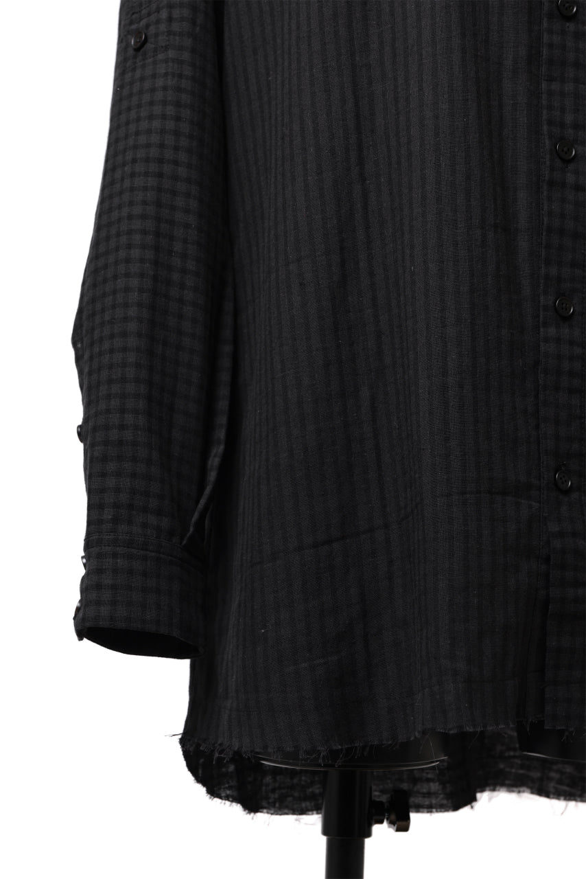 画像をギャラリービューアに読み込む, Aleksandr Manamis Tuck-Up Sleeve Shirt / CHECK & STRIPE (BLACK)