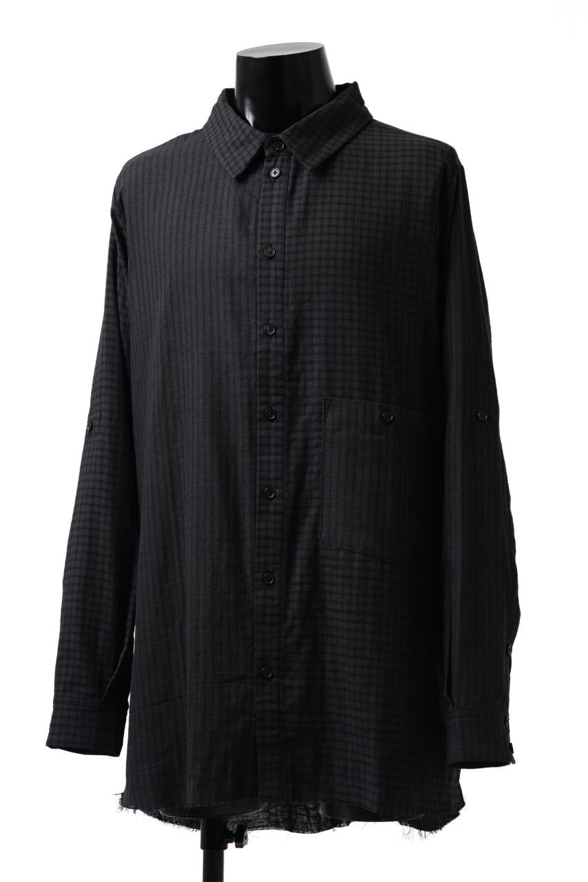 画像をギャラリービューアに読み込む, Aleksandr Manamis Tuck-Up Sleeve Shirt / CHECK & STRIPE (BLACK)