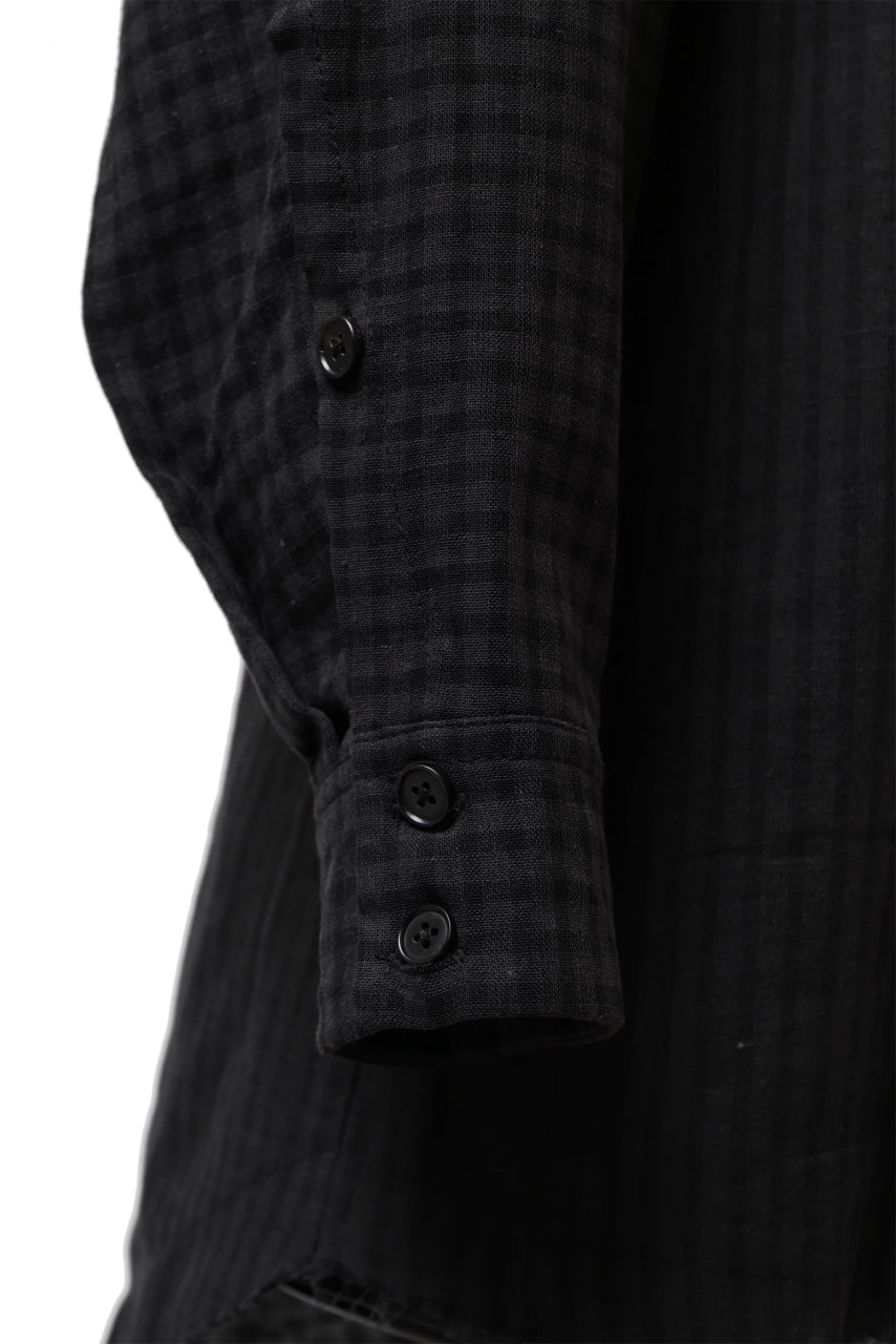 画像をギャラリービューアに読み込む, Aleksandr Manamis Tuck-Up Sleeve Shirt / CHECK & STRIPE (BLACK)