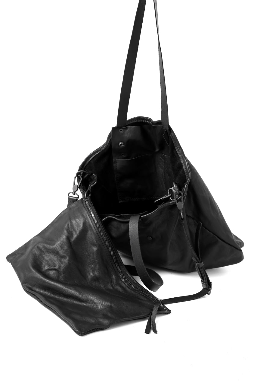 画像をギャラリービューアに読み込む, PAL OFFNER 2WAY BIG SHOULDER BAG / CALF LEATHER (BLACK)