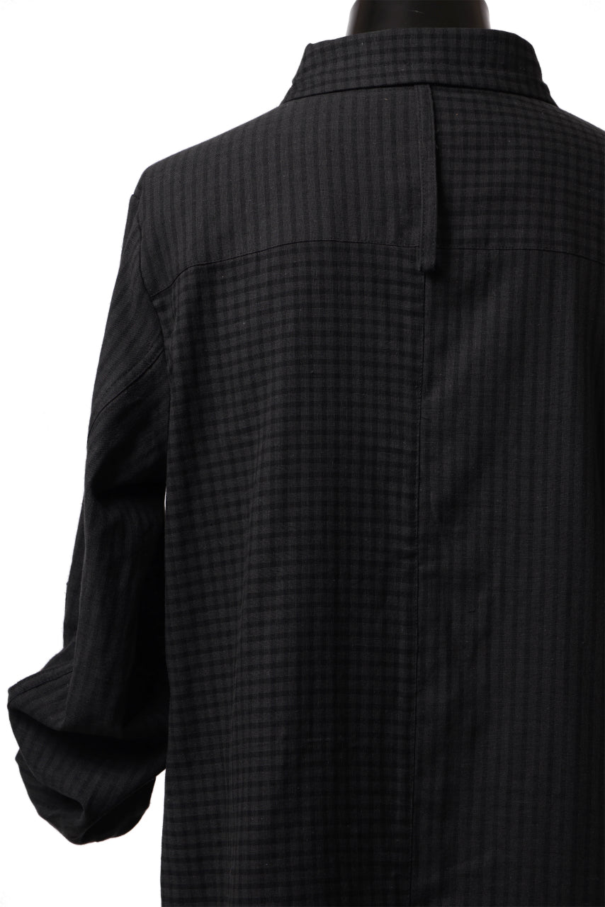画像をギャラリービューアに読み込む, Aleksandr Manamis Tuck-Up Sleeve Shirt / CHECK & STRIPE (BLACK)