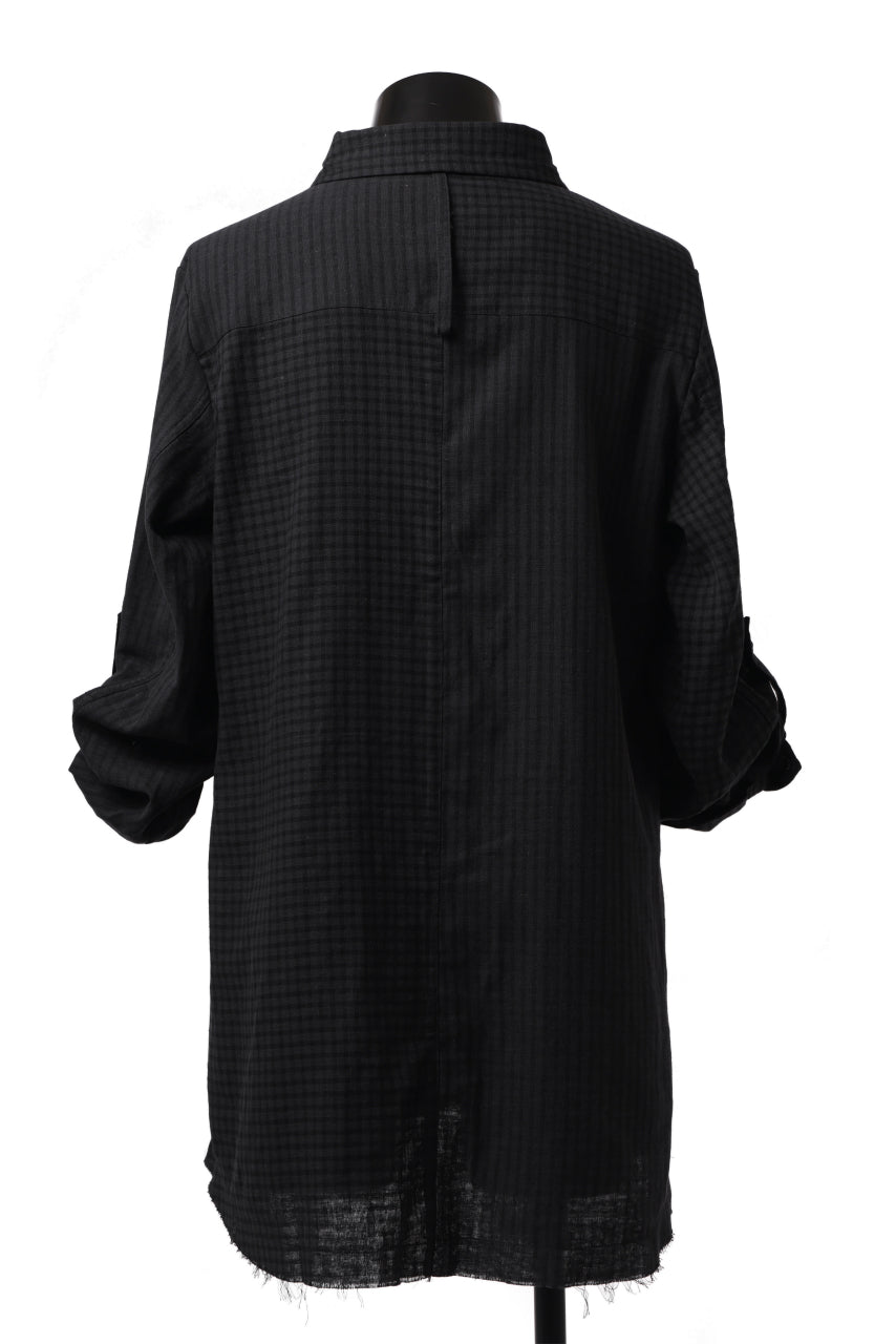 画像をギャラリービューアに読み込む, Aleksandr Manamis Tuck-Up Sleeve Shirt / CHECK & STRIPE (BLACK)