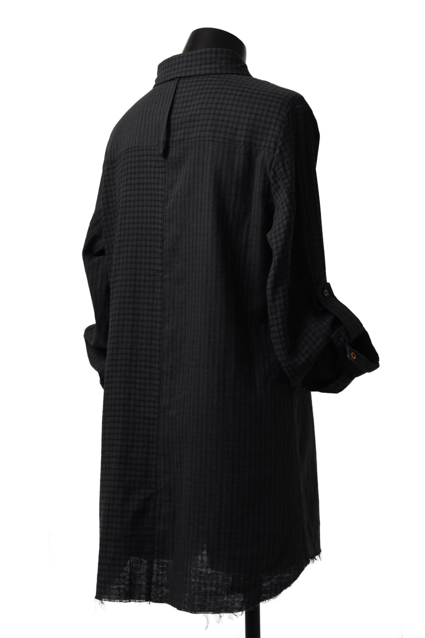 画像をギャラリービューアに読み込む, Aleksandr Manamis Tuck-Up Sleeve Shirt / CHECK & STRIPE (BLACK)