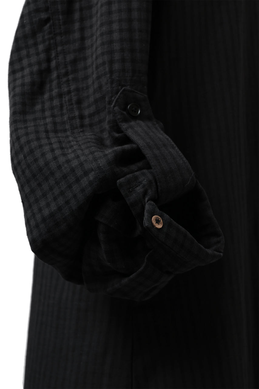 画像をギャラリービューアに読み込む, Aleksandr Manamis Tuck-Up Sleeve Shirt / CHECK & STRIPE (BLACK)
