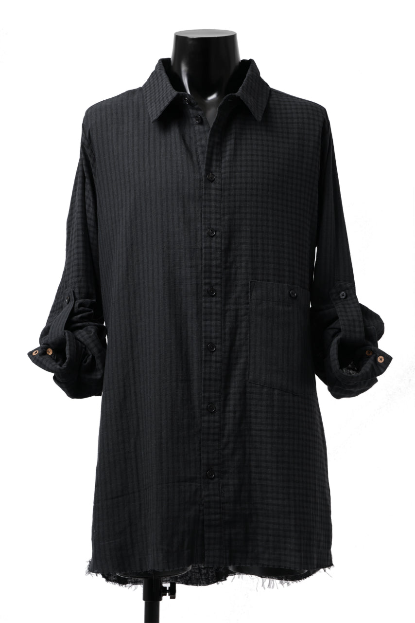 画像をギャラリービューアに読み込む, Aleksandr Manamis Tuck-Up Sleeve Shirt / CHECK & STRIPE (BLACK)