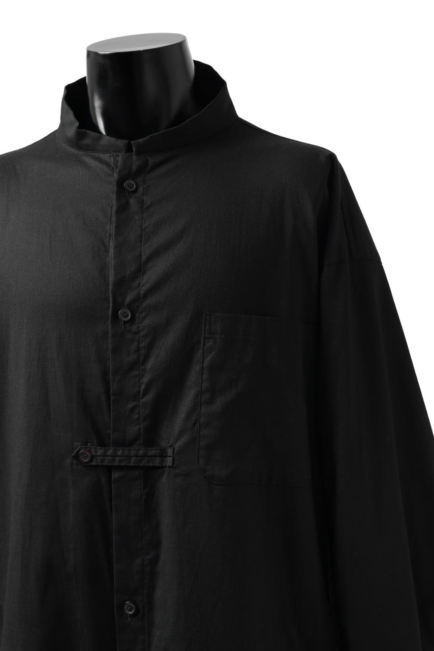 画像をギャラリービューアに読み込む, Y's STAND COLLAR LONG SHIRT / THIN TWILL (BLACK)