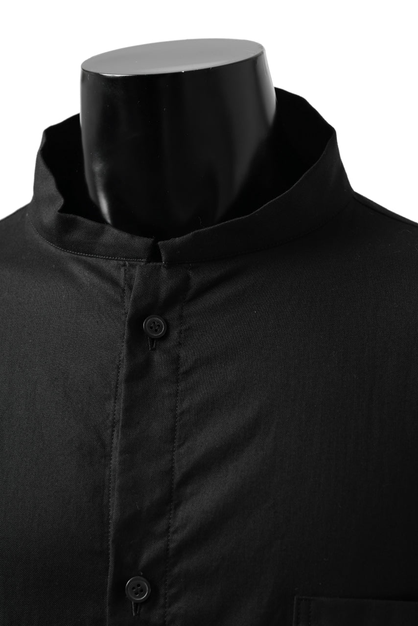 画像をギャラリービューアに読み込む, Y's STAND COLLAR LONG SHIRT / THIN TWILL (BLACK)