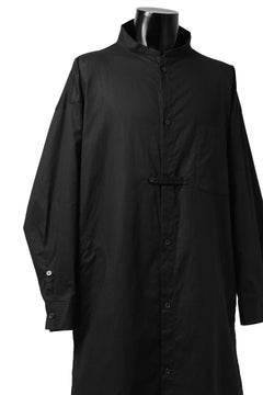 画像をギャラリービューアに読み込む, Y's STAND COLLAR LONG SHIRT / THIN TWILL (BLACK)