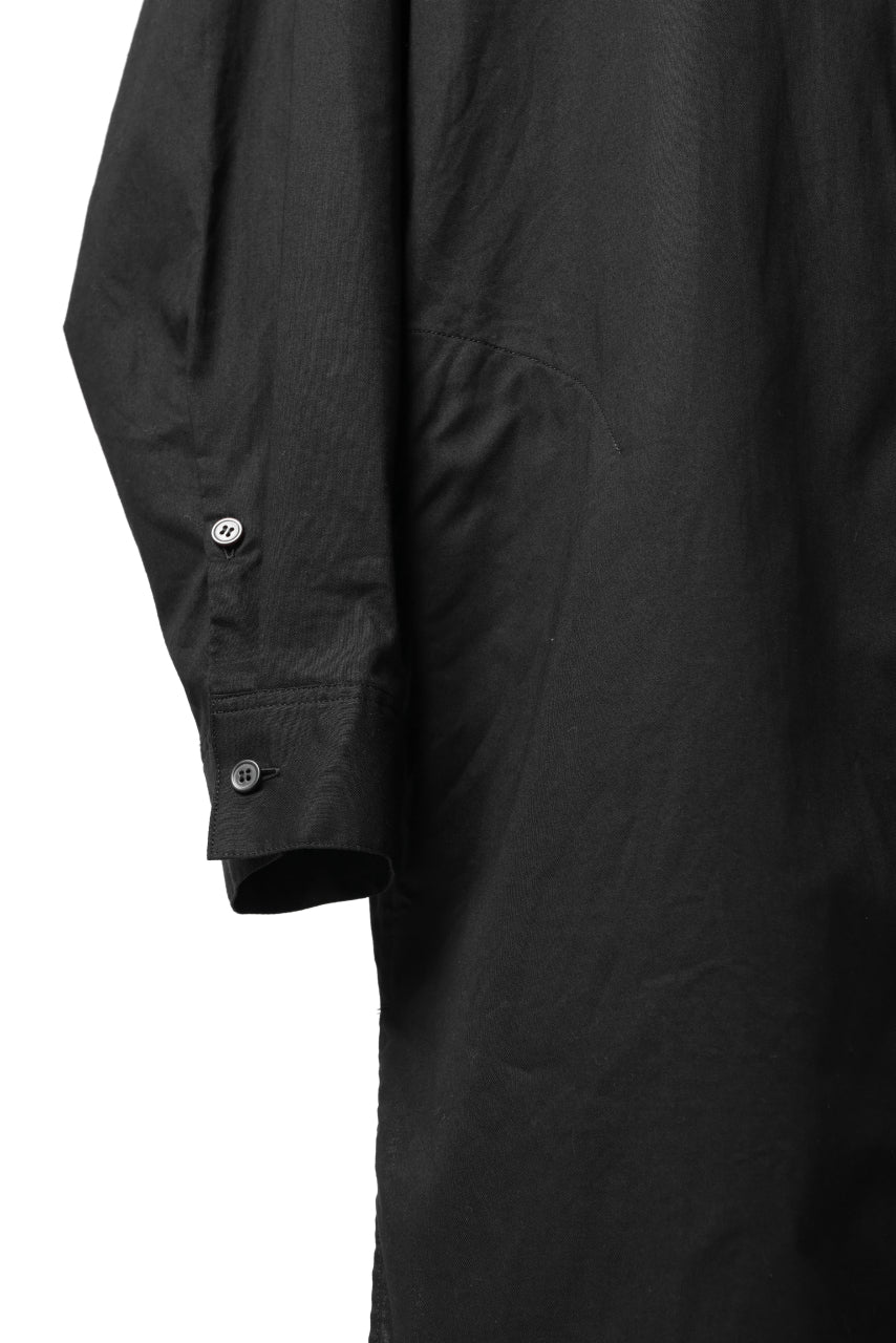 画像をギャラリービューアに読み込む, Y's STAND COLLAR LONG SHIRT / THIN TWILL (BLACK)
