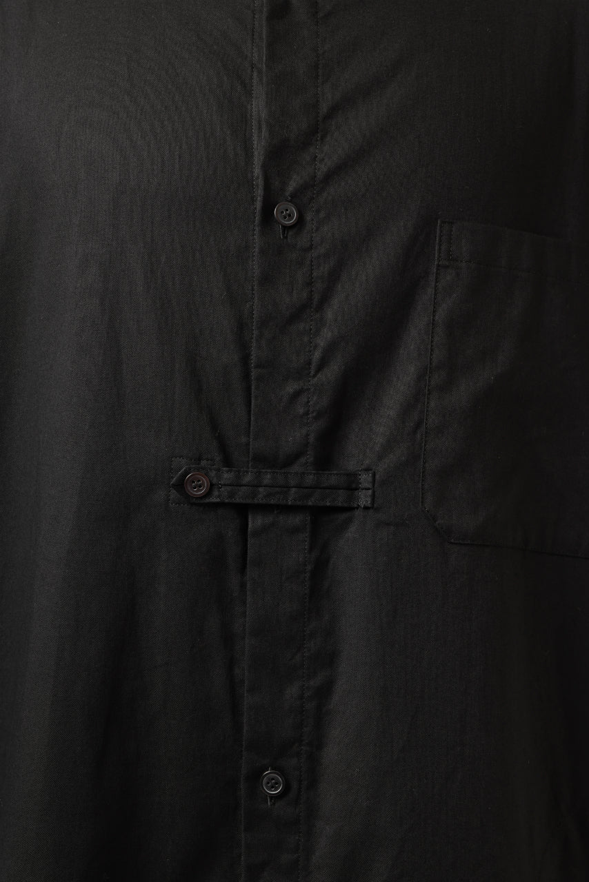 画像をギャラリービューアに読み込む, Y's STAND COLLAR LONG SHIRT / THIN TWILL (BLACK)