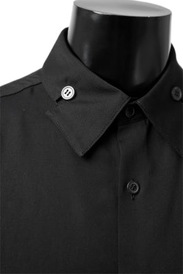 Load image into Gallery viewer, Y's BANG ON! No.145 HOLLOWED OUT COLLAR SHORT SLEEVE SHIRT / CUPRA DUNGAREE TWILL (BLACK)