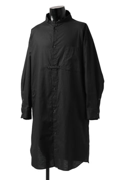 画像をギャラリービューアに読み込む, Y's STAND COLLAR LONG SHIRT / THIN TWILL (BLACK)