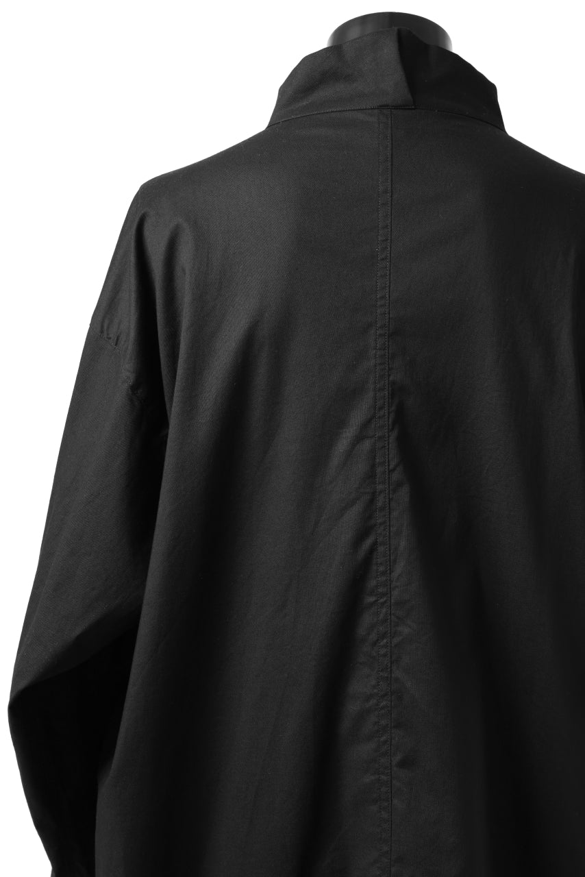 画像をギャラリービューアに読み込む, Y's STAND COLLAR LONG SHIRT / THIN TWILL (BLACK)