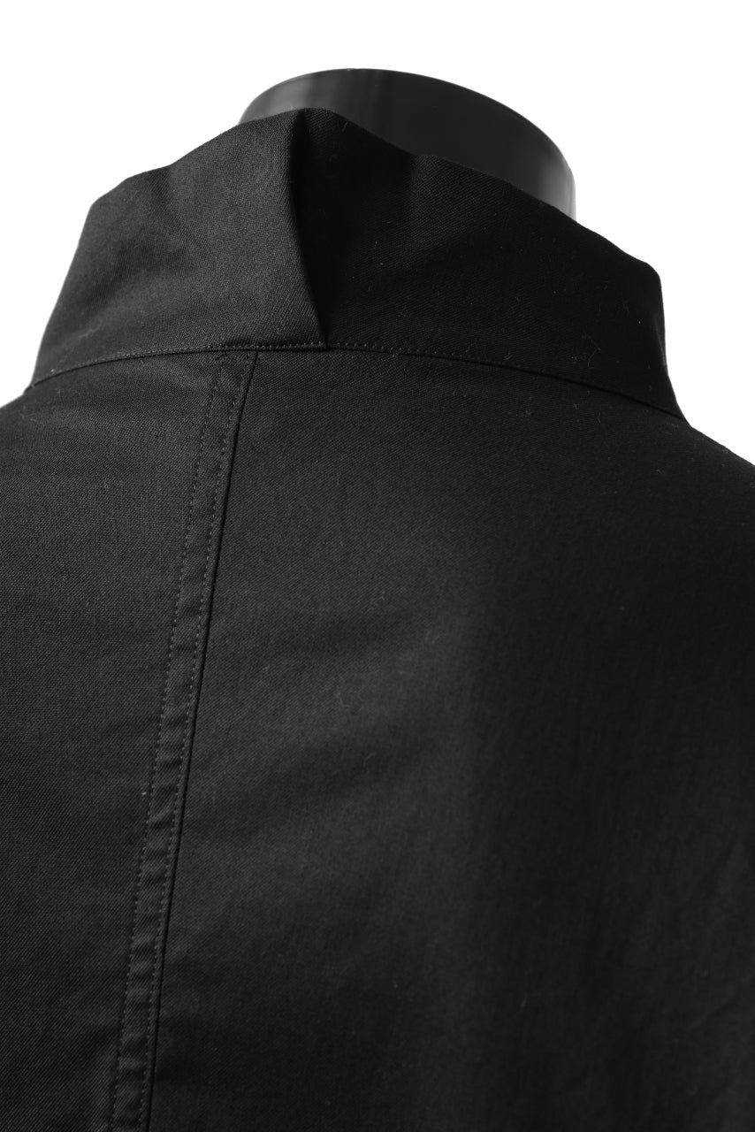 画像をギャラリービューアに読み込む, Y's STAND COLLAR LONG SHIRT / THIN TWILL (BLACK)