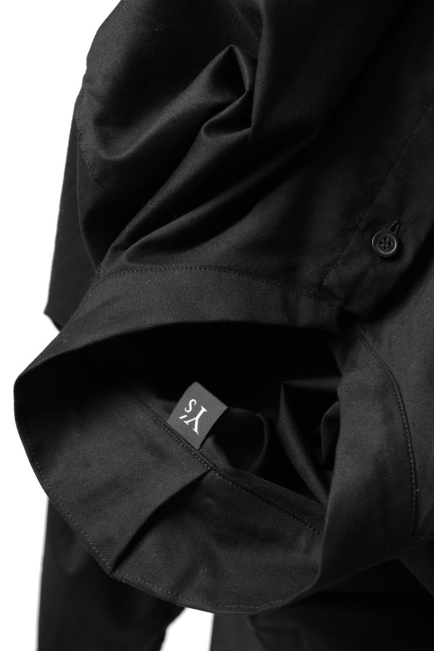 画像をギャラリービューアに読み込む, Y's STAND COLLAR LONG SHIRT / THIN TWILL (BLACK)