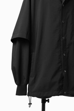 画像をギャラリービューアに読み込む, Y's....  HOODY LAYERED SHIRT ZIP BLOUSON / STRETCH TASSAH (BLACK)