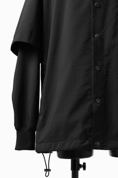 画像をギャラリービューアに読み込む, Y's....  HOODY LAYERED SHIRT ZIP BLOUSON / STRETCH TASSAH (BLACK)