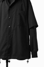 画像をギャラリービューアに読み込む, Y's....  HOODY LAYERED SHIRT ZIP BLOUSON / STRETCH TASSAH (BLACK)