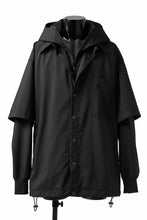 画像をギャラリービューアに読み込む, Y's....  HOODY LAYERED SHIRT ZIP BLOUSON / STRETCH TASSAH (BLACK)