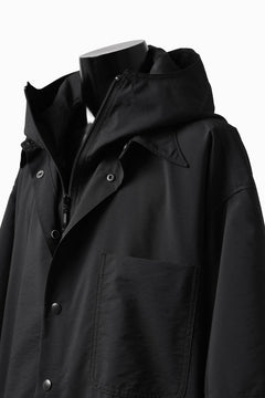 画像をギャラリービューアに読み込む, Y's....  HOODY LAYERED SHIRT ZIP BLOUSON / STRETCH TASSAH (BLACK)